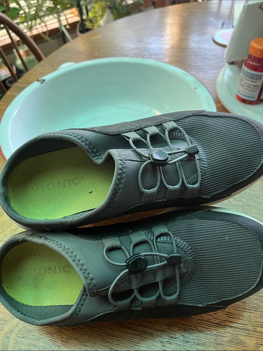 Vionic Zuri Dark Gray Slip-On Sneakers with Lime Insole
